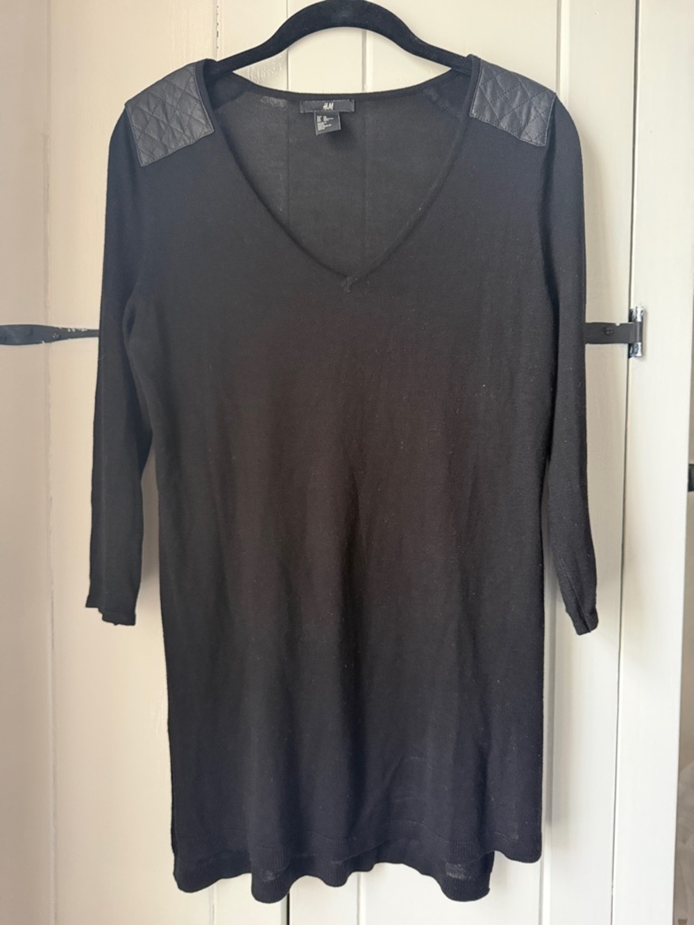 H&M Black V-Neck Tunic with Stylish Shoulder Panels